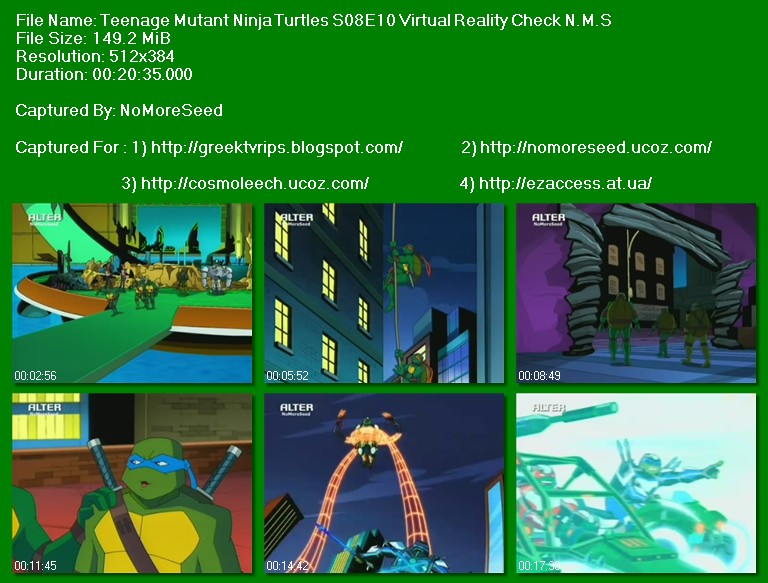 ΧΕΛΩΝΟΝΙΤΖΑΚΙΑ - Teenage Mutant Ninja Turtles N.M.S. Pack
(S08E01 - S08E03 - S08E04 - S08E10 - S08E11 - S08E12) (ΜΕΤΑΓΛΩΤΤΙΣΜΕΝΟ)
(ALTER)
