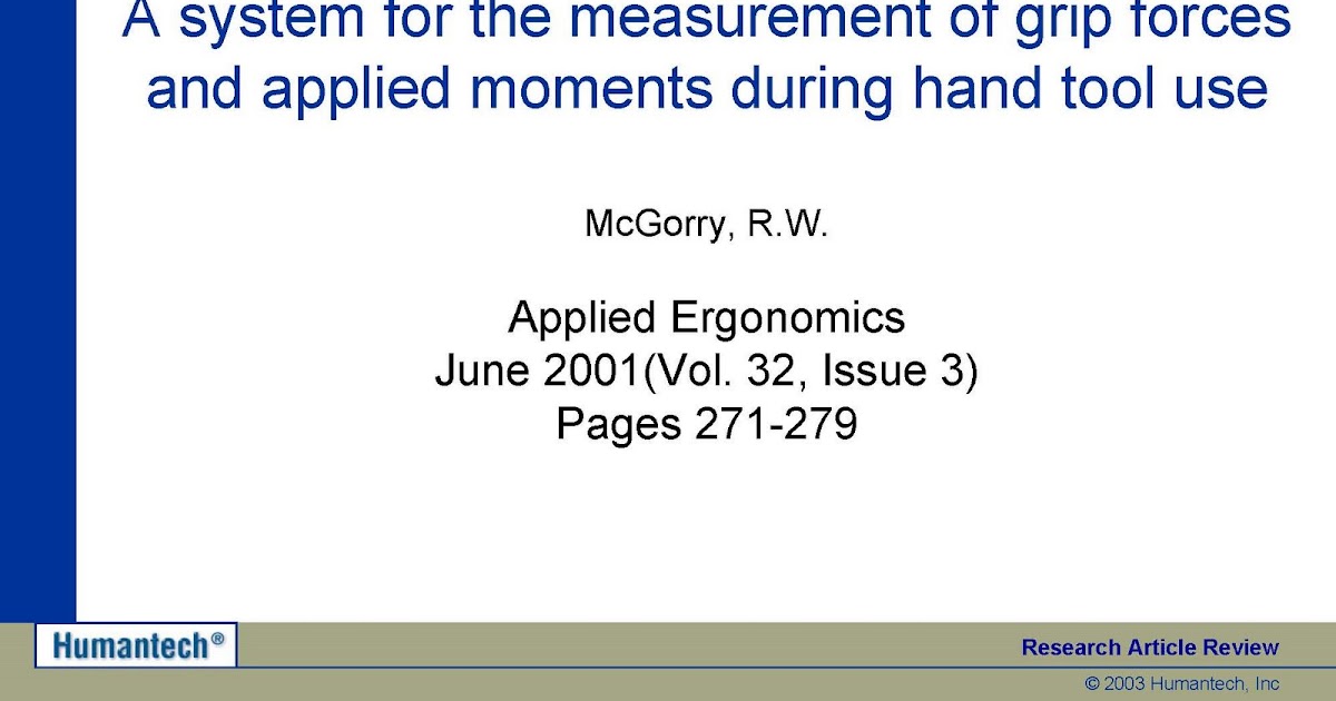 2004 Ergonomic Articles "A system for the measurement of grip forces