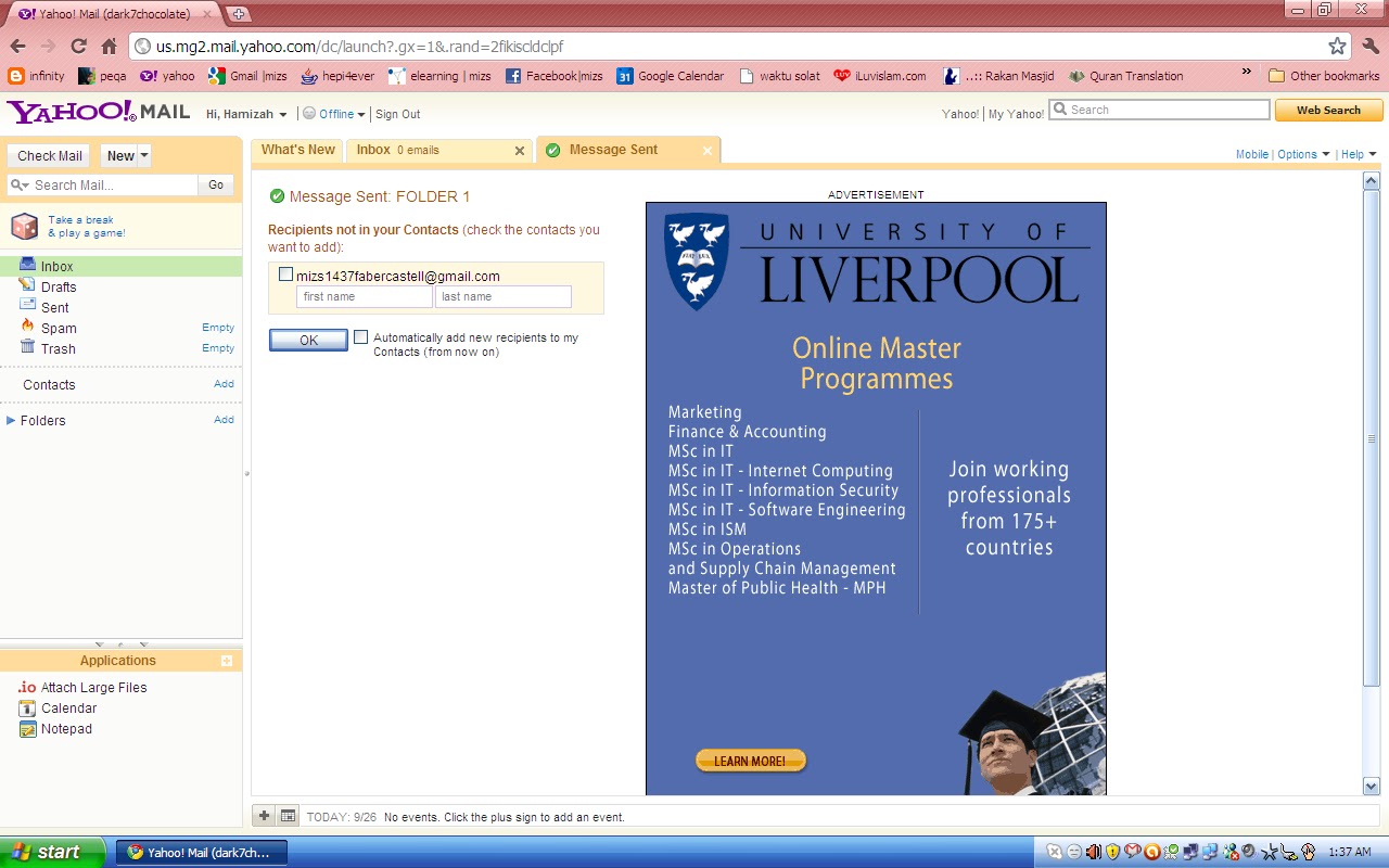 Send folder through email Note to Self