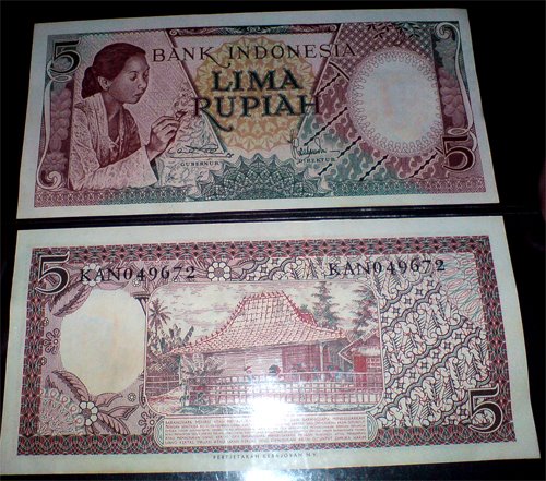 seri pekerja tangan 5 rupiah tahun 1958