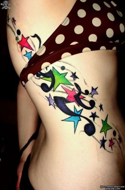 Sexy Women Star Tattoos With Music