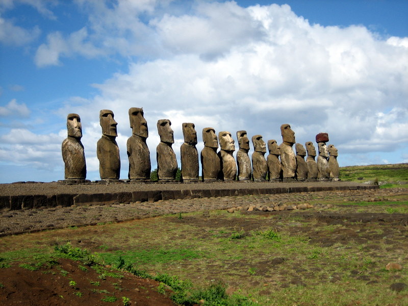 Moai Statues of the Easter Island Traveling To Heaven