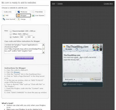 Yahoo! Messenger Pingbox : Công cụ giúp khách tham quan tán gẫu với bạn ngay trên blog Yahoo+Messenger+Pingbox+1