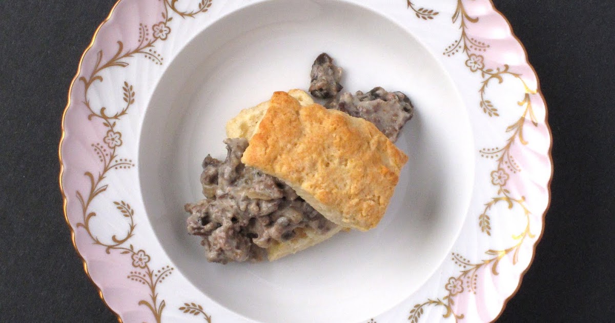 Biscuits with mushroom beef gravy the photo