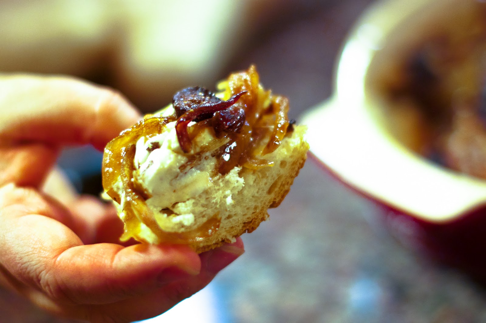 Baked goat cheese dip with caramelized onions and California figs