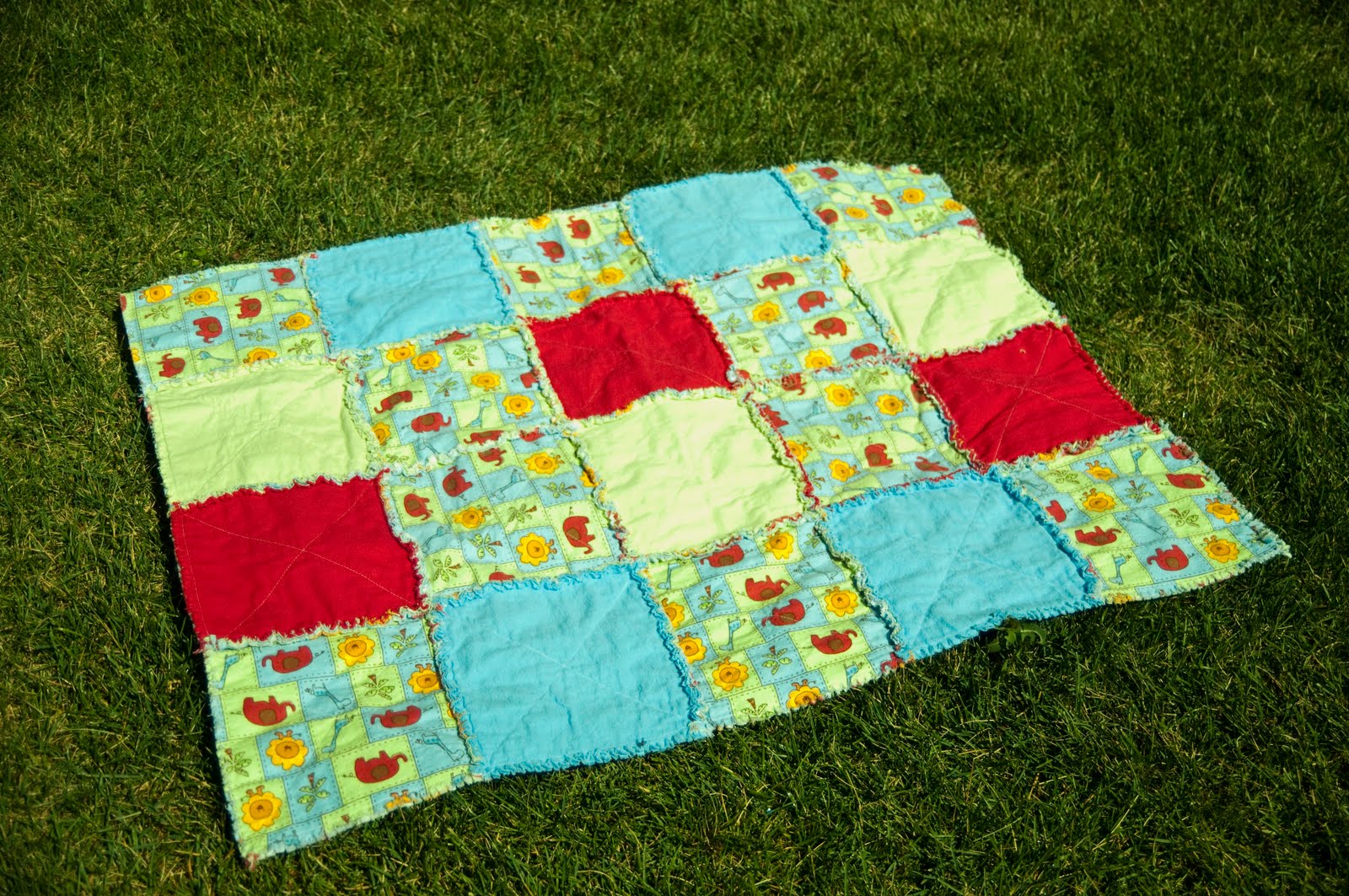Pitter Putter Stitch Baby Boy Rag Quilt