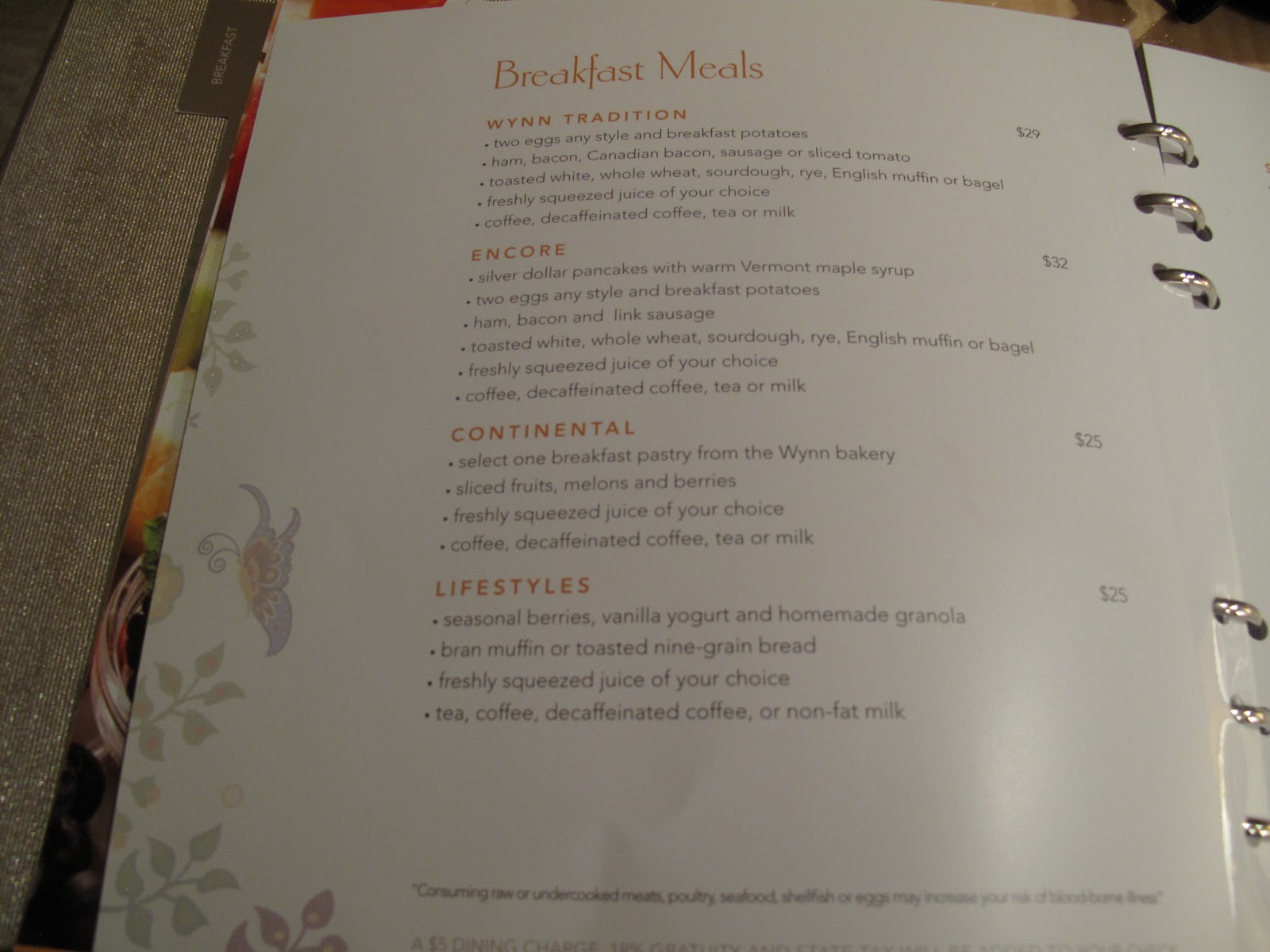 LAS VEGAS DAZE Wynn and Encore Room Service Menu