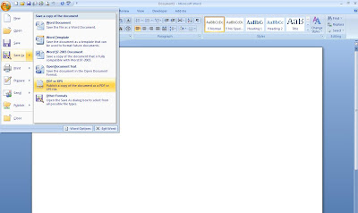 Ecran de Word com o caminho para gravar em PDF