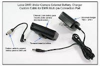 SC1061: Leica DMR Under Camera External Battery, Charger, Custom Cable for DMR Multi-pin Connection Port