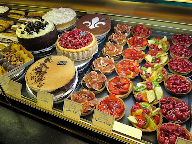 Tarts - all lined up to tempt hungry bikers