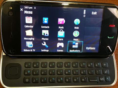 The Nokia N97 in landscape mode