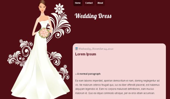 Free Wedding Breeze Maroon Pink Dress Blogger Template Very High Quality