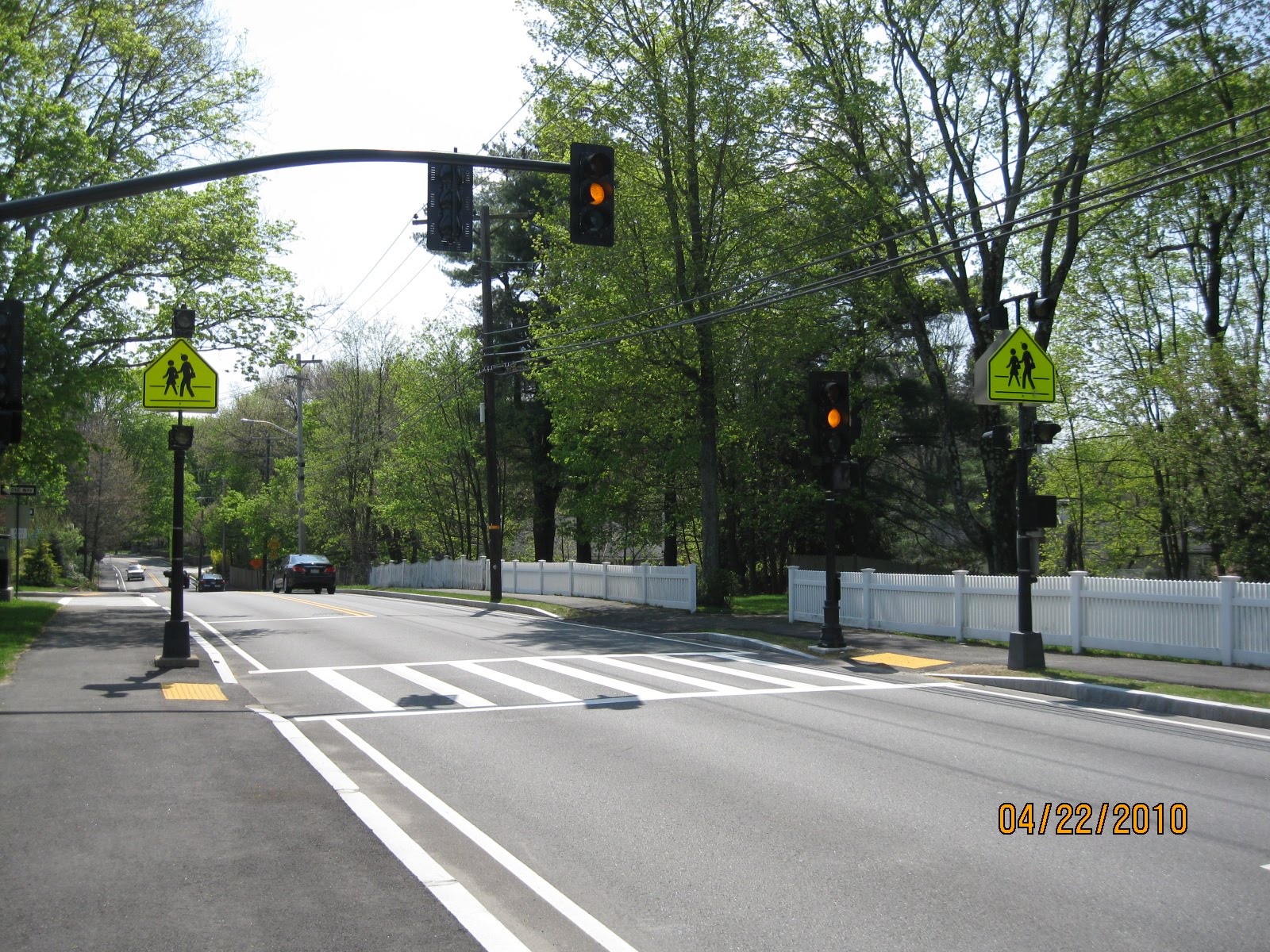 Calm Streets Boston Flashing Pedestrian Beacons on Weston Road, Wellesley