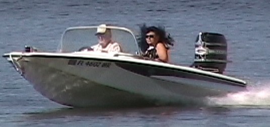 hubby and me in our classic ski boat