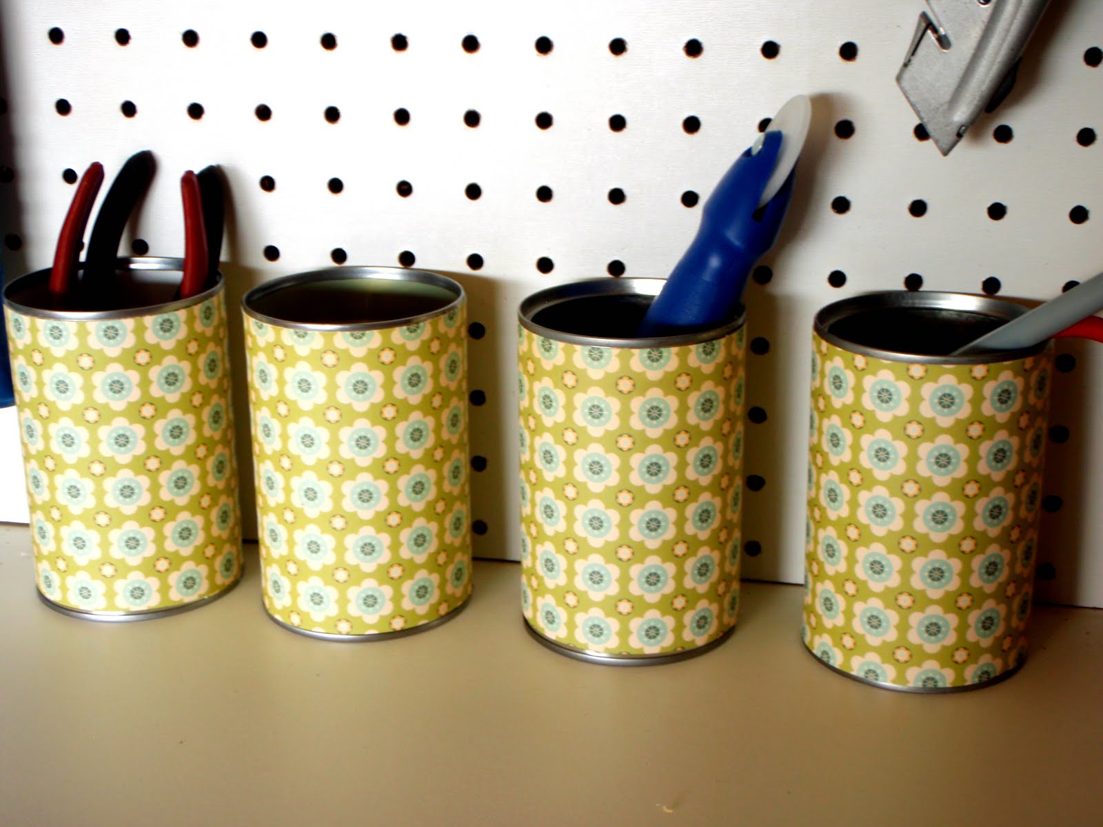Crafter on a Budget Using Tin Cans for Storing Craft Supplies