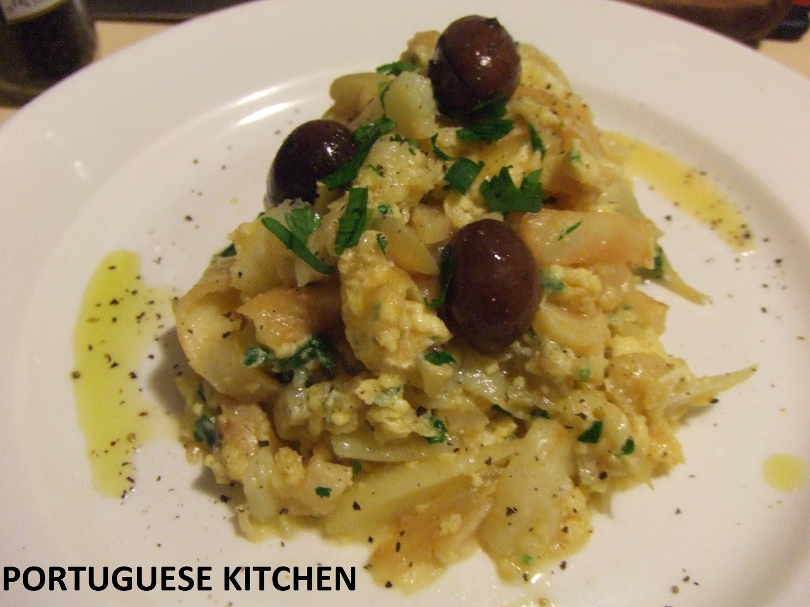 Portuguese Kitchen Dried Cod Fish with potatoes & eggs Bacalhau a Bras
