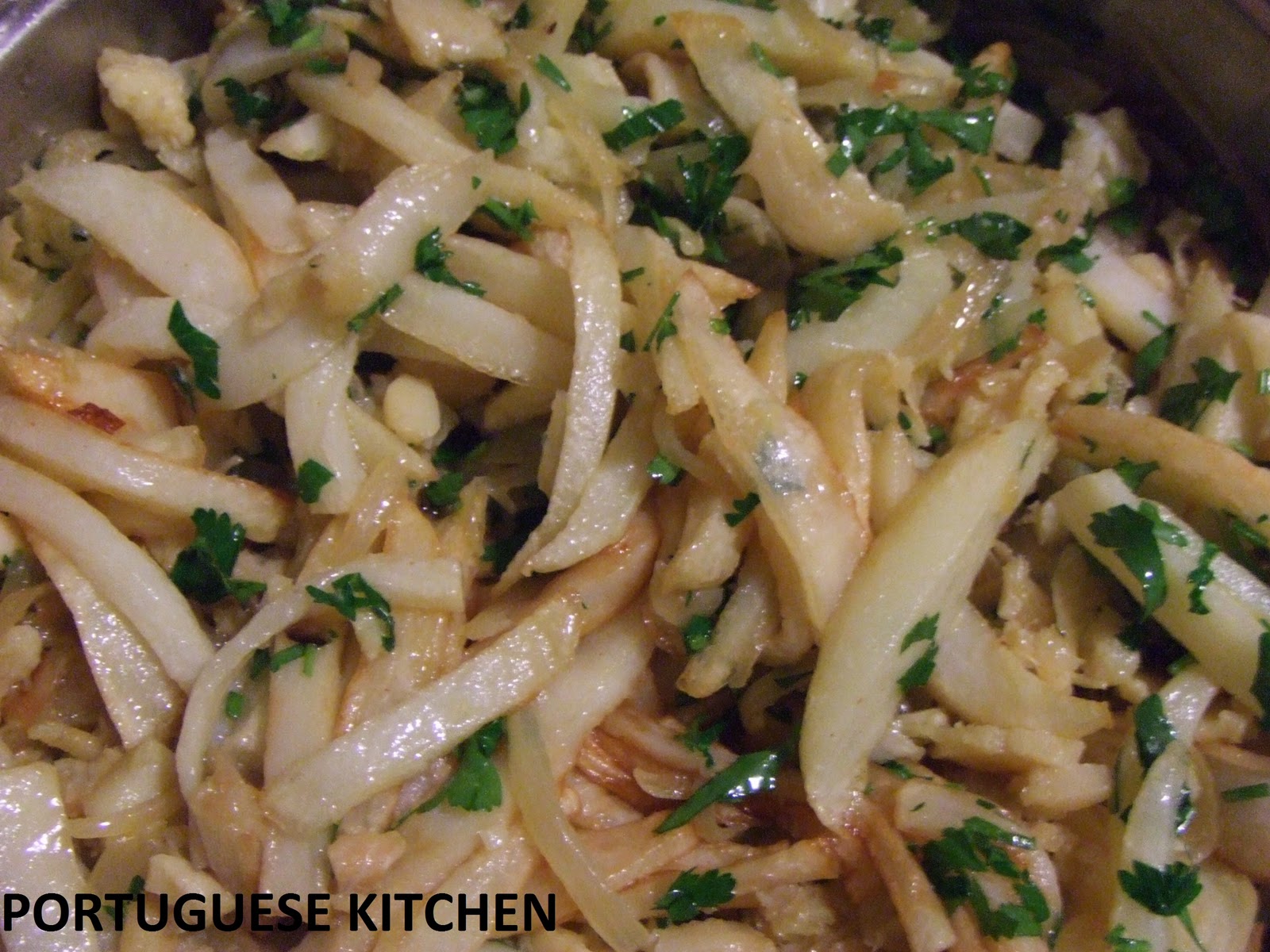 Portuguese Kitchen Dried Cod Fish with potatoes & eggs Bacalhau a Bras