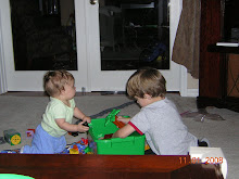 Boys playing with blocks