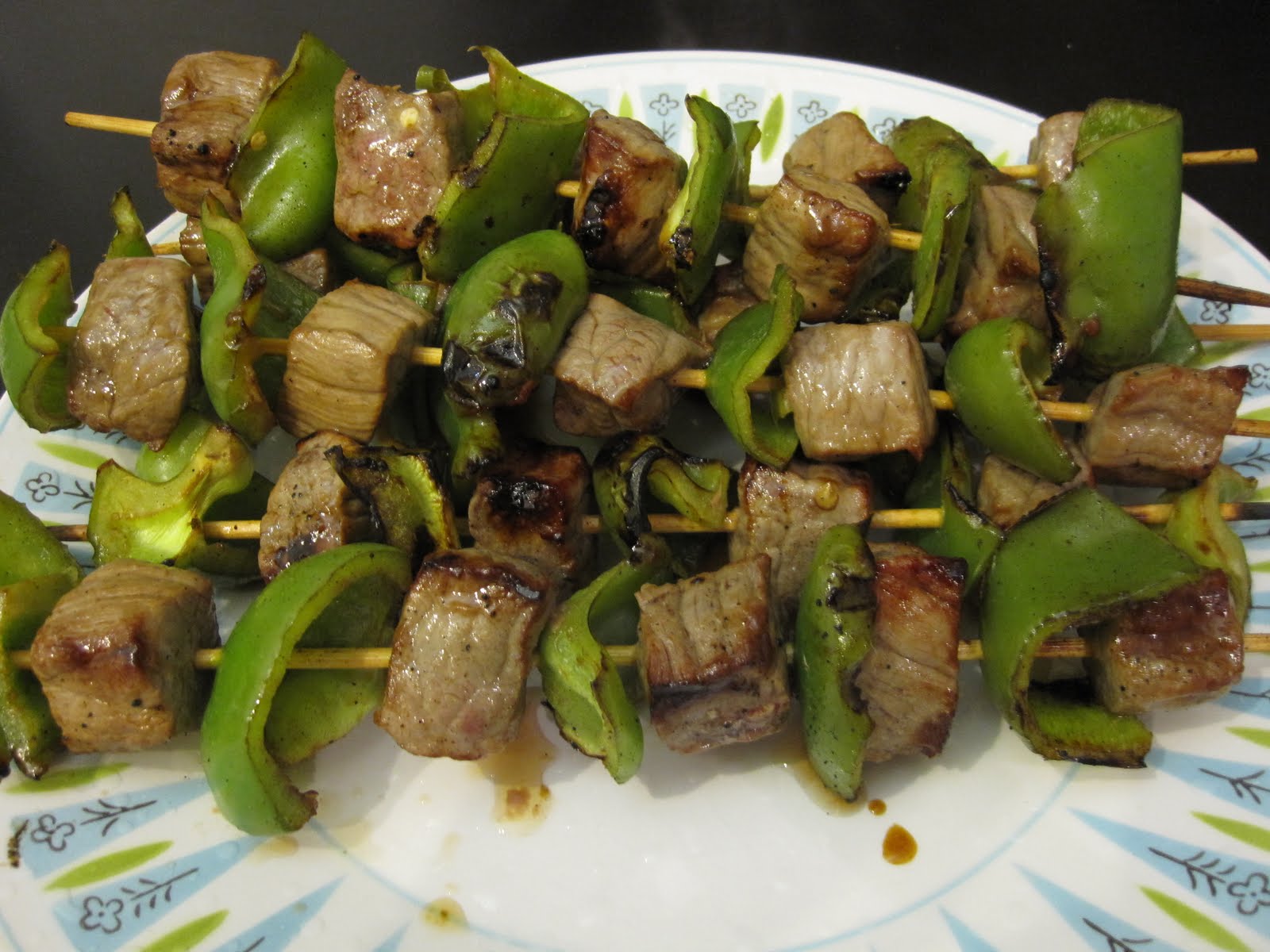 healthyish Beef and Green Pepper Kebabs
