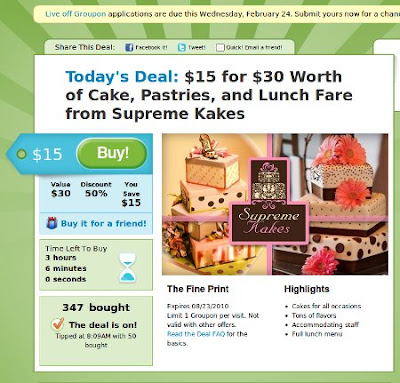 Supreme Kakes.. Posted by Lauren at 7:30 AM ..from Groupon!