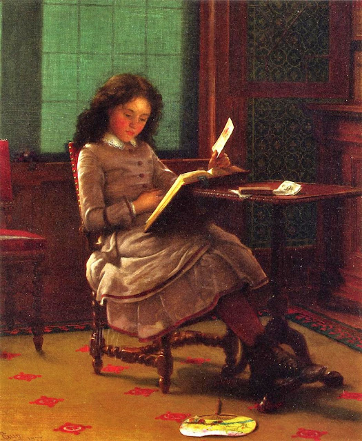 Lectrices, lecteurs… (Index dans le premier message) - Page 60 Seymour+Joseph+Guy+(1824-1910)+Young+Girl+Reading+1877