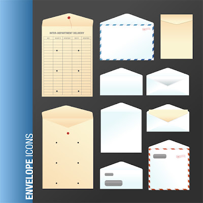 Envelope Sizes on Free Vector Art   Envelope Icon Set