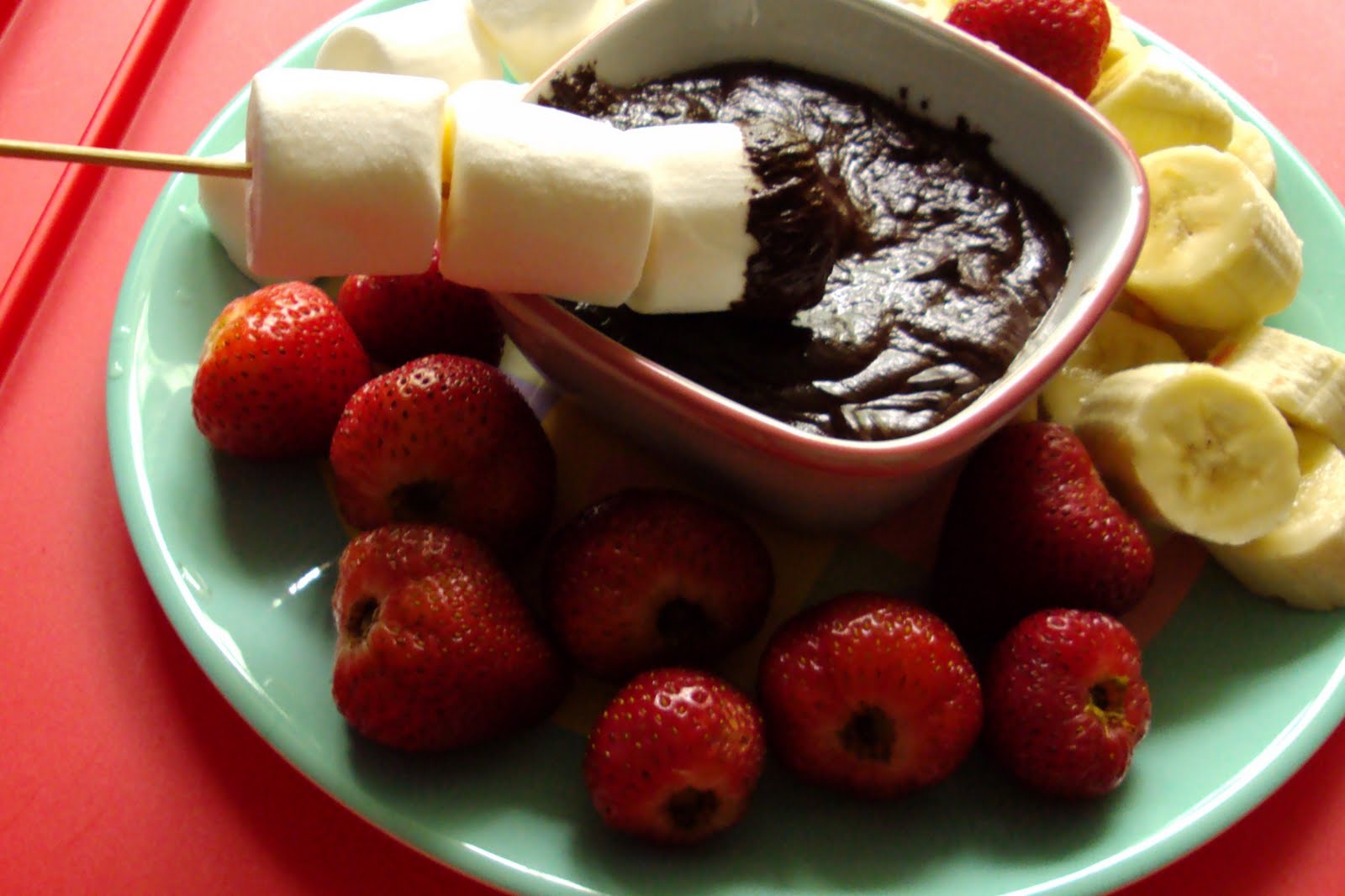 Fruit pastry cake and Chocolate Fondue