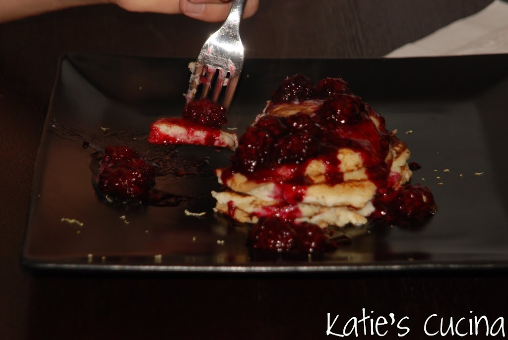 Lemon Ricotta Pancakes with Blackberry Sauce Katie's Cucina