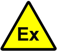 "Ex" plate mark for gas and dust classified areas