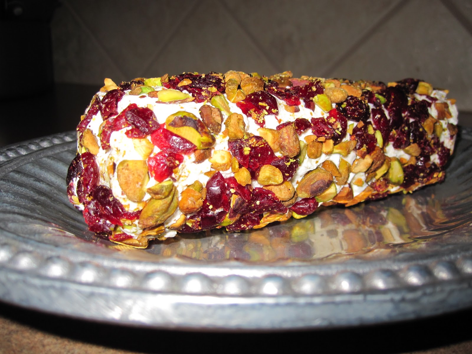 taylor made... Goat Cheese with Pistachios and Cranberries