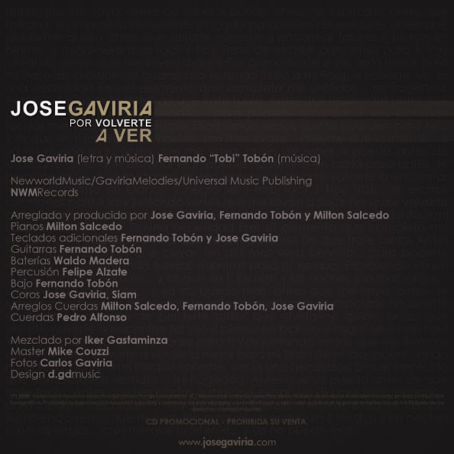 JOSE GAVIRIA - back - single POR VOLVERTE A VER