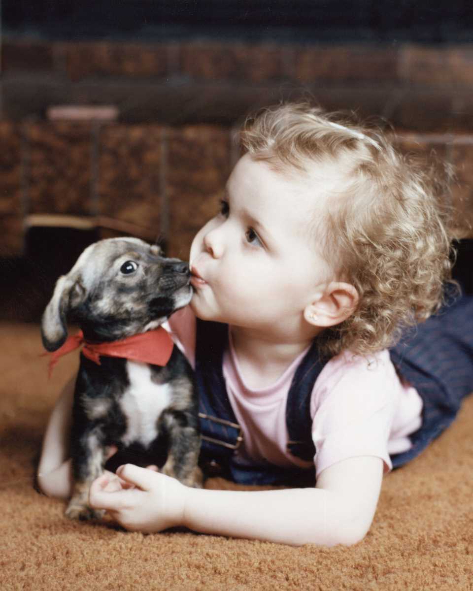 child with dog