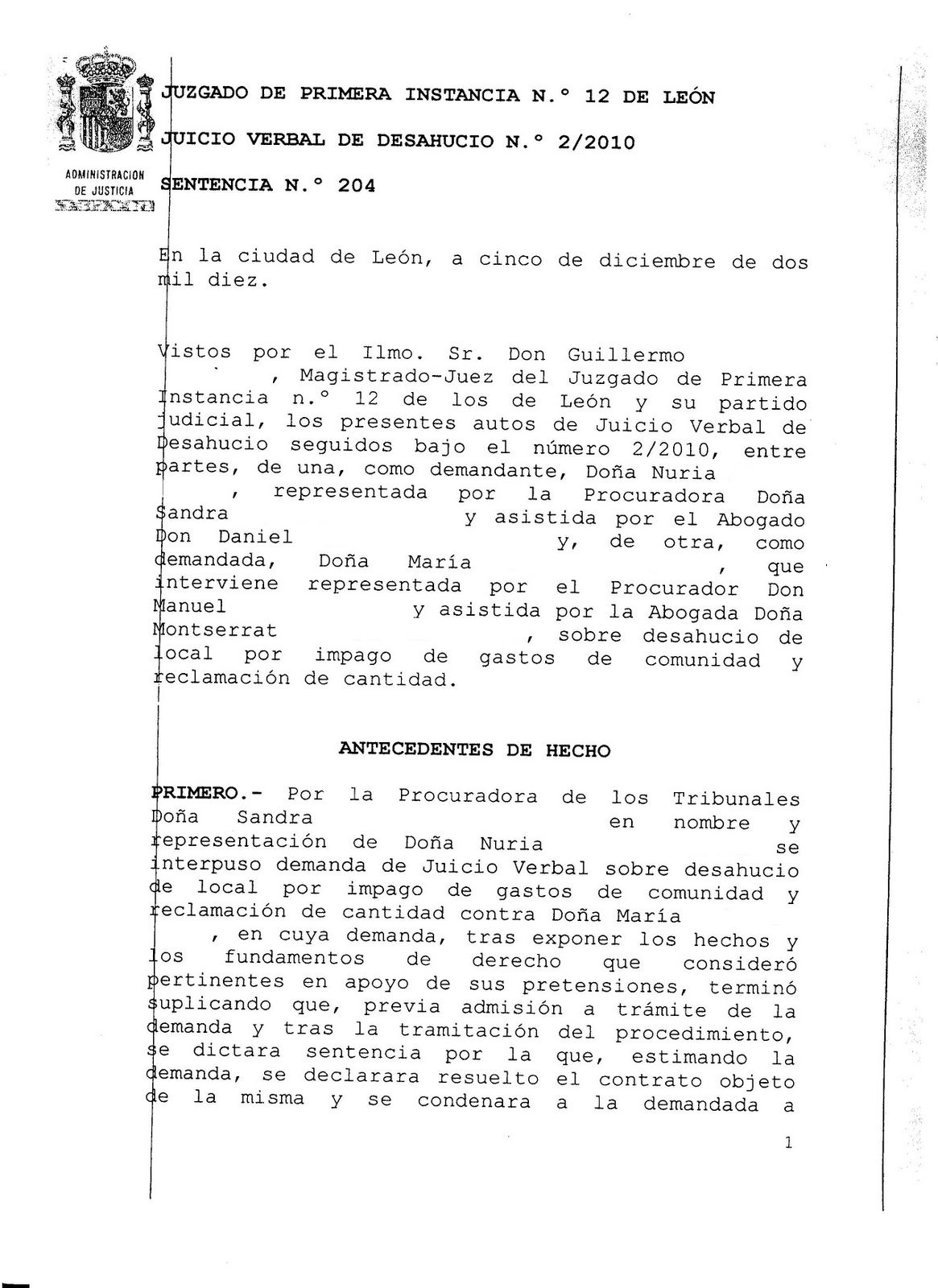 JUICIO VERBAL DE DESAHUCIO POR FALTA DE PAGO juicio verbal de desahucio por falta de pago: