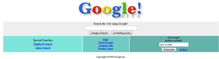 google 1997. of Google (circa 1997)