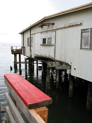 Waterfront Building with Red - Astoria, Oregon