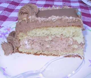 Chocolate Creamy Filling Yellow Cake Slice