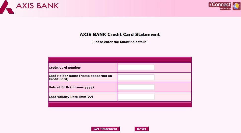Explore India AXIS BANK CREDIT CARD STATEMENT ONLINE