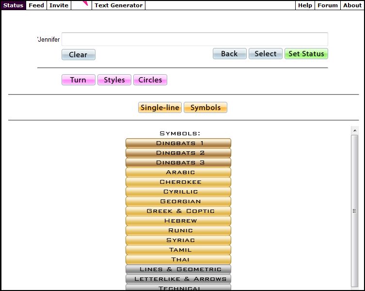 facebook name symbols