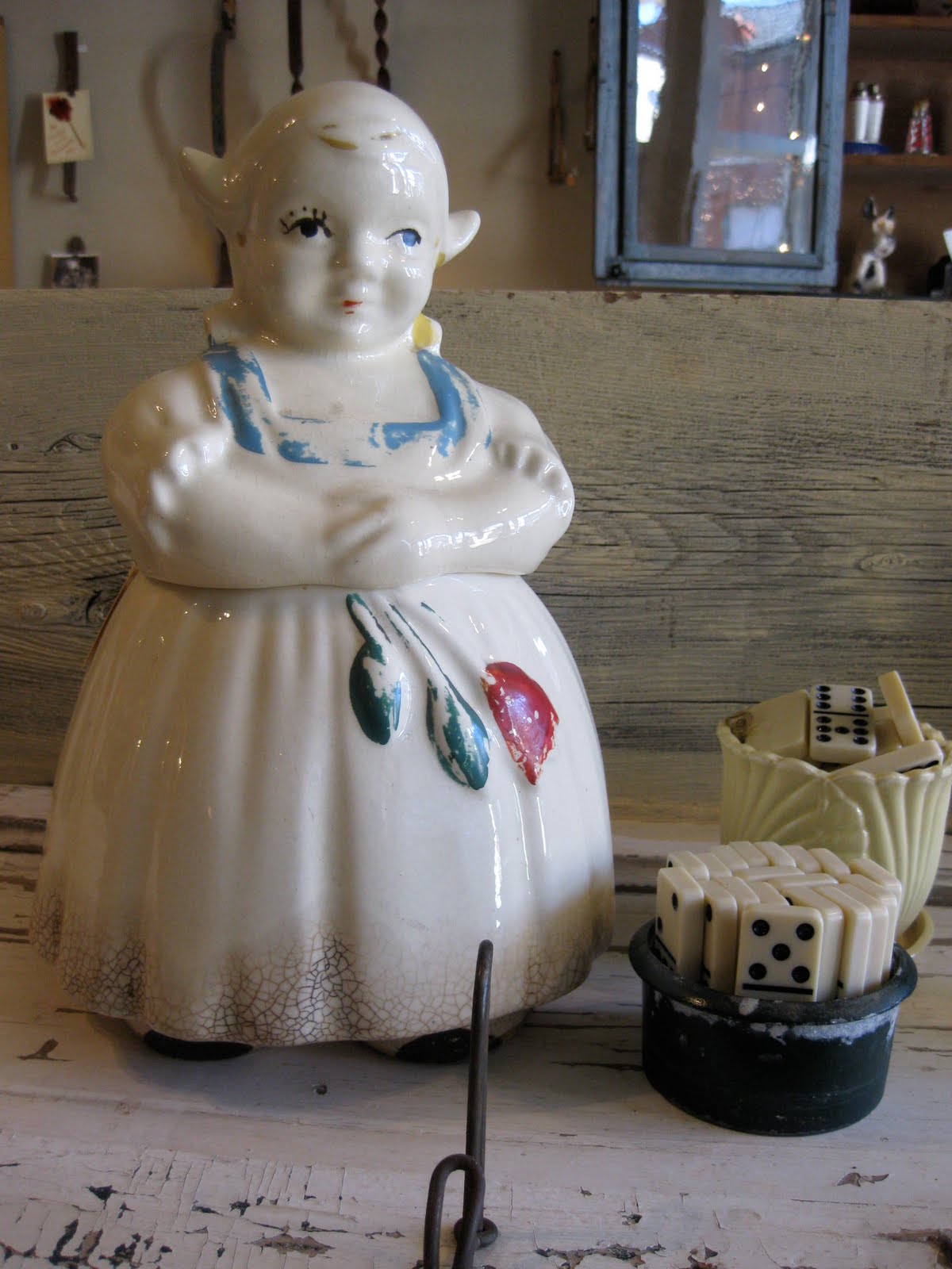 ROOTS ANTIQUES Vintage Salvage Dutch girl cookie jar
