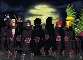 Os membros da organização criminosa Akatsuki, principais antagonistas da  fase inicial de Naruto Shippuden.