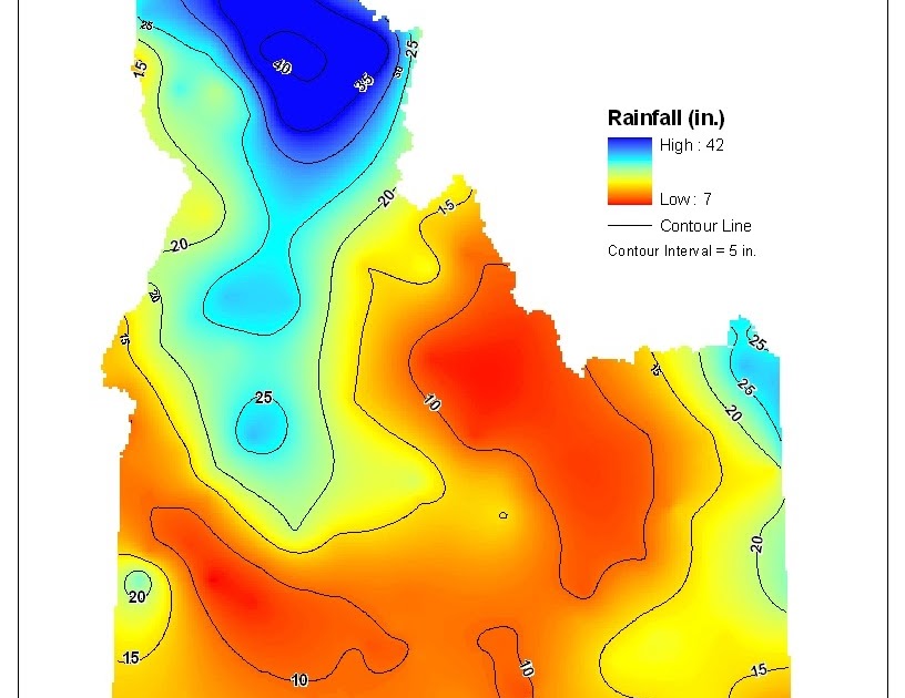 Andrew's Maps Krging map Rainfall in Idaho