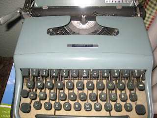 Máquina de escribir azul vintage Olivetti Lettera 32 Máquina de