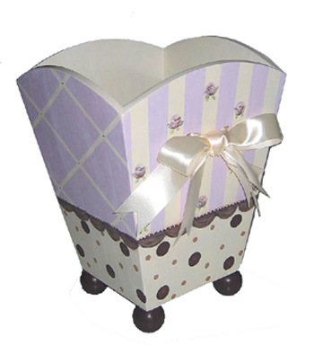 Hand Painted Posh Wastebasket