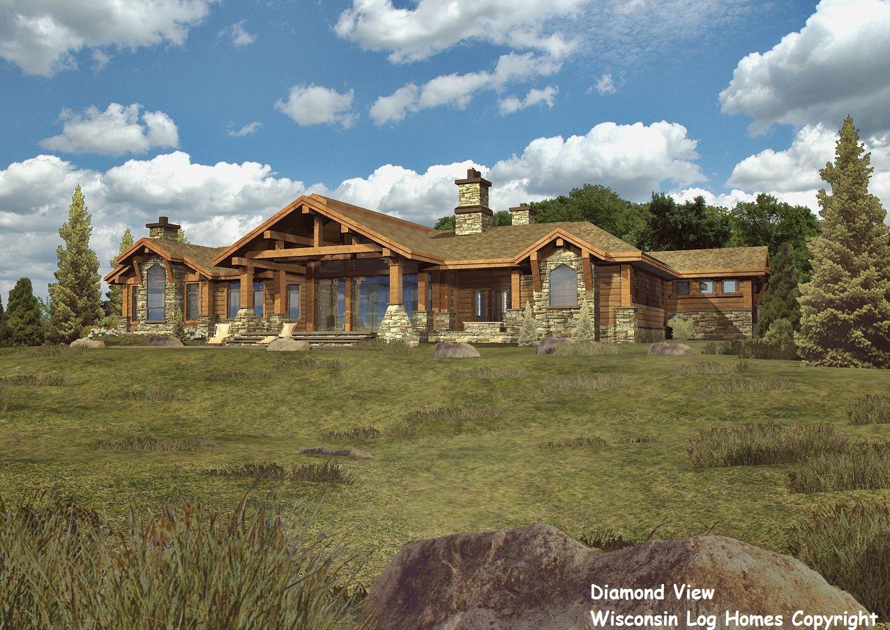 One Story Log Home Plans