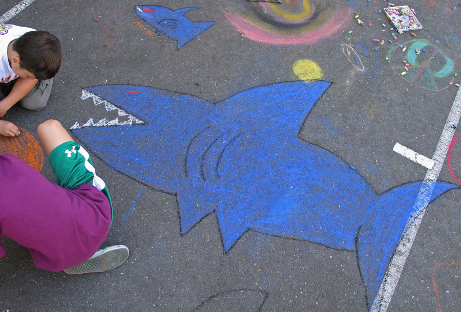 Chalk Drawing at Franklin Elementary School, Alameda CA Drawing on