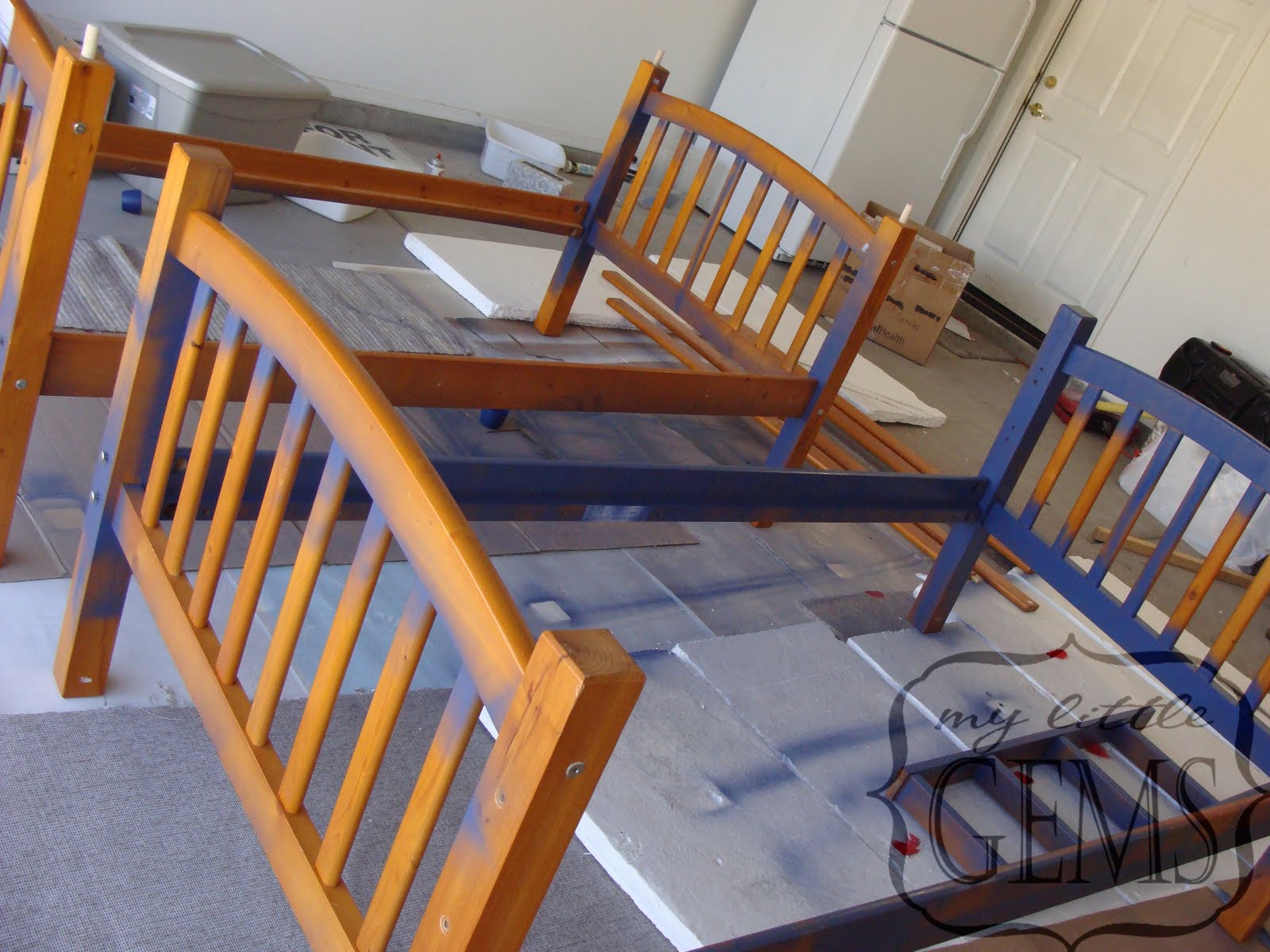 My Little Gems Spraypainting a Bunkbed {or a DIY crazy person}