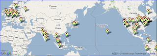 世界中で発足した GTUG をプロットした地図の画像。