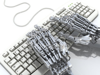 robot on keyboard