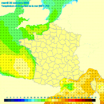 Temperatura del mar octubre 2009