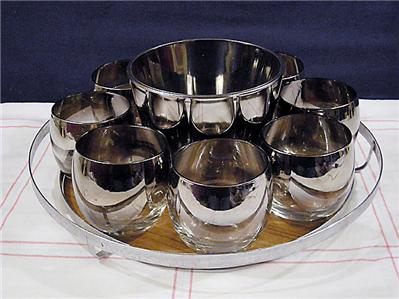 Dorothy Thorpe silver mercury fade mcm queens lusterware chip punch bowl